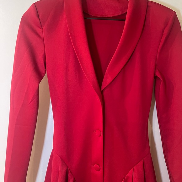 Red Long Sleeve Tailored Custom dress NWOT XS Petite RUNS VERY SMALL - Picture 2 of 15
